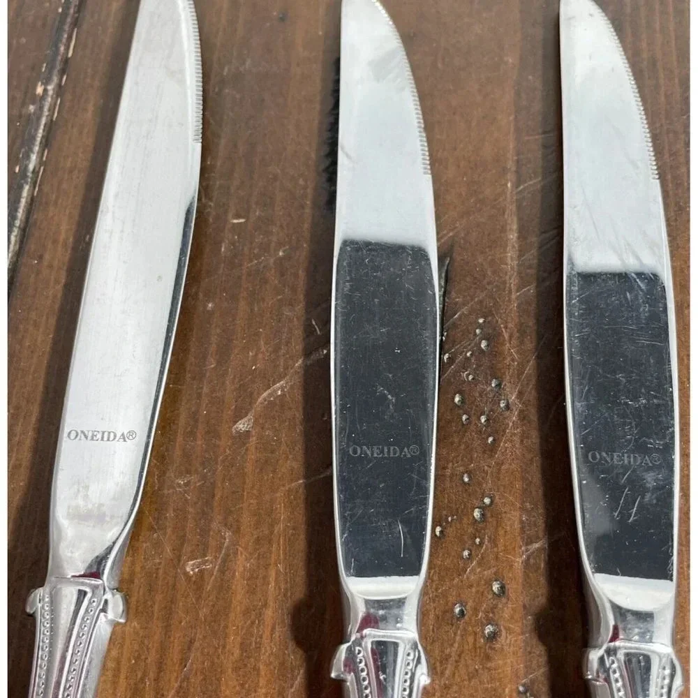 Oneida Arbor American Harmony‎ Stainless Dinner Knives Beaded USA Flatware 5